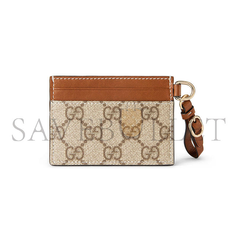GUCCI GG EMBLEM CARD CASE WITH STRAP 819121 (10*7cm)